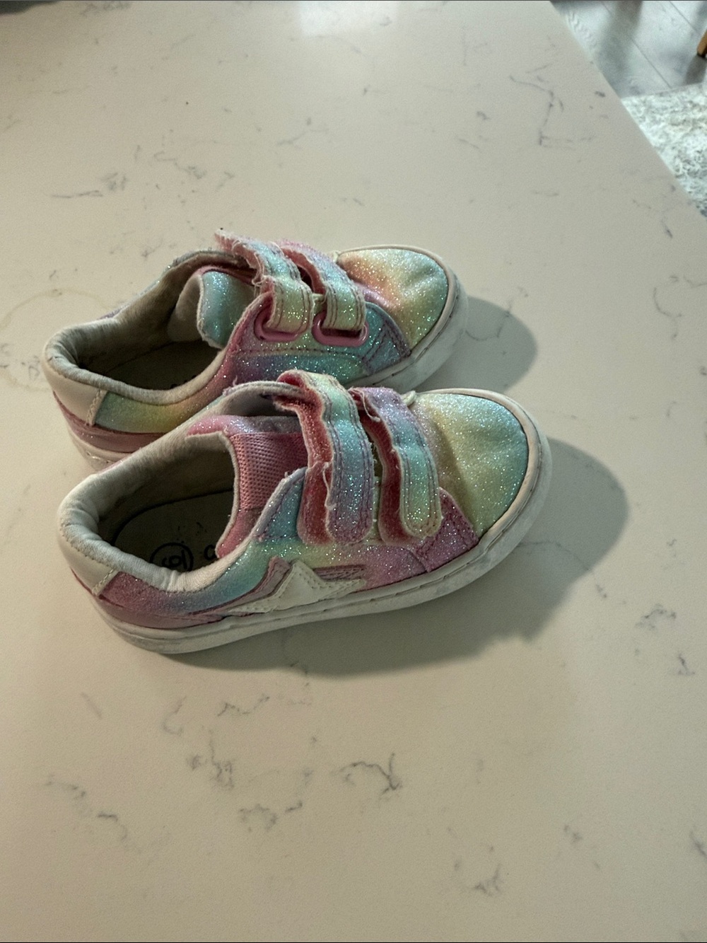 Cat & Jack Glitter Pastel Rainbow Velcro Sneakers - Pink, Blue, Green